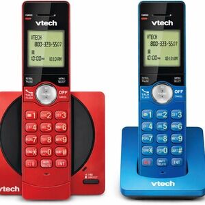 VTech CS6919-2 Cordless Phone 2 Handset Caller ID Speaker ECO Red Blue
